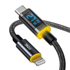 Aohi Kabel USB-C na Lightning AOHI AOC-L009, 27W, 1,2 m, z zaslonom (črn)