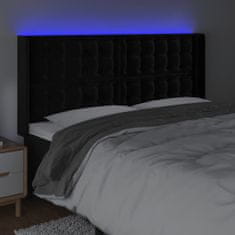 Vidaxl LED posteljno vzglavje črno 203x16x118/128 cm žamet