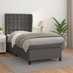 Vidaxl Box spring postelja z vzmetnico siva 90x190 cm umetno usnje