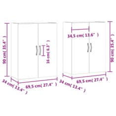 Vidaxl Stenska omarica 2 kosa bela 69,5x34x90 cm