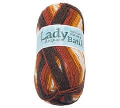 Preja LADY de Luxe BATIK - 100 g / 238 m - rdeča, oranžna, rjava