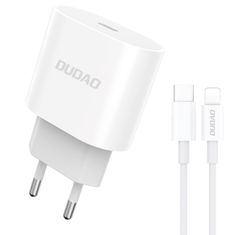 slomart dudao hitri polnilec usb-c power delivery 20w bela + usb-c - lightning kabel 1m (a8seu)