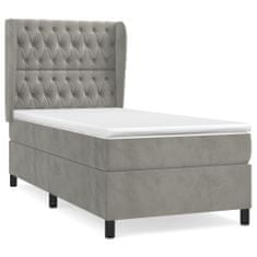 Vidaxl Box spring postelja z vzmetnico svetlo siv 90x190 cm žamet