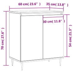 Vidaxl Komoda dimljeni hrast 60x35x70 cm inženirski les