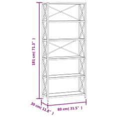 Vidaxl Regal 6-nadstropni 80x30x181 cm trdna hrastovina