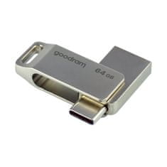 GoodRam Flash disk 64 GB dvojni USB 3.2 + USB-C OTG ODA3 srebrn