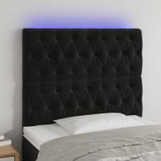 shumee vidaXL LED posteljno vzglavje črno 90x7x118/128 cm žamet