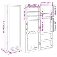 Vidaxl Omarica za nakit z ogledalom in LED lučmi stenska bela