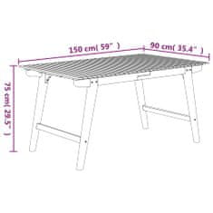 Vidaxl Vrtna miza 150x90x75 cm trden akacijev les