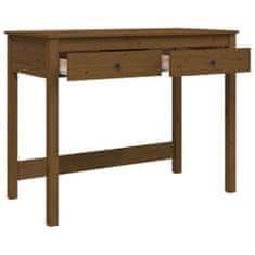 Vidaxl Pisalna miza s predali medeno rjava 100x50x78 cm trdna borovina