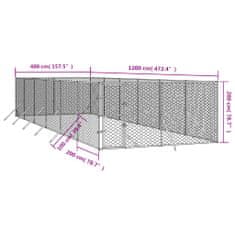 Vidaxl Zunanja pasja ograda srebrna 4x12x2 m pocinkano jeklo