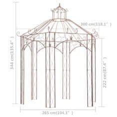 Vidaxl Vrtni paviljon antično rjav 3 m železen