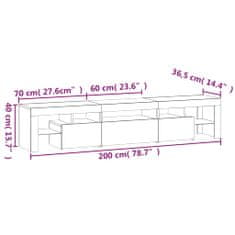 Vidaxl TV omarica z LED lučkami rjav hrast 200x36,5x40 cm