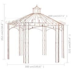 Vidaxl Vrtni paviljon antično rjav 4 m železen