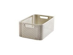 Curver Škatla za shranjevanje RATTAN 39x29x17cm (M), STYLE2, plastika, KRÉM