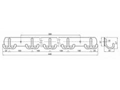 STREFA Obešalnik 5x dvojni kavelj CYRIL Cr