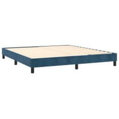 Vidaxl Box spring postelja z vzmetnico temno modra 160x200 cm žamet