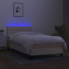 Vidaxl Box spring postelja z vzmetnico LED krem 80x200 cm blago