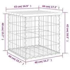 Vidaxl Vrtna klop gabion 43x44x42 cm trdna borovina