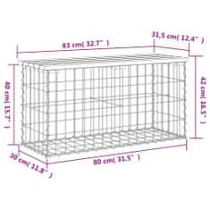 Vidaxl Vrtna gabionska klop 83x31,5x42 cm trden les douglas