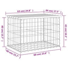 Vidaxl Vrtna gabionska klop 63x44x42 cm trdna borovina