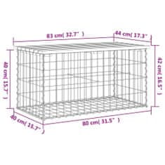 Vidaxl Vrtna klop gabion 83x44x42 cm trdna borovina