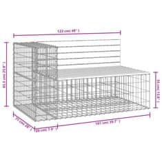 Vidaxl Vrtna gabionska klop 122x71x65,5 cm impregnirana borovina