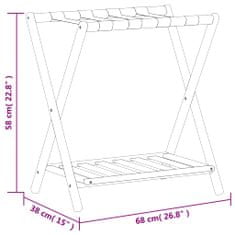 Vidaxl Stojalo za prtljago črno 68x38x58 cm bambus