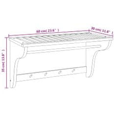 Vidaxl Regal za brisače 60x30x35 cm trdna orehovina