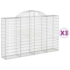 Vidaxl Obokane gabion košare 3 kosi 200x30x120/140 cm pocinkano železo