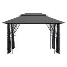 Vidaxl Paviljon s stranskimi stenami antracit 400x300x270 cm jeklo