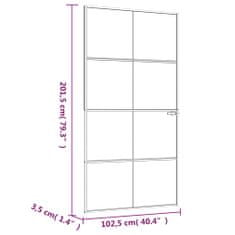 Vidaxl Notranja vrata bela 102x201,5 cm kaljeno steklo aluminij tanka