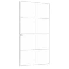 Vidaxl Notranja vrata bela 102x201,5 cm kaljeno steklo aluminij tanka