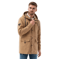 OMBRE Moška jakna parka z žepi V2 OM-JANP-22FW-004 svetlo rjava MDN123259 L