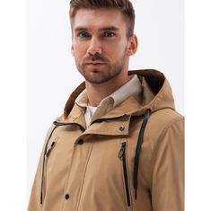 OMBRE Moška jakna parka z žepi V2 OM-JANP-22FW-004 svetlo rjava MDN123259 L