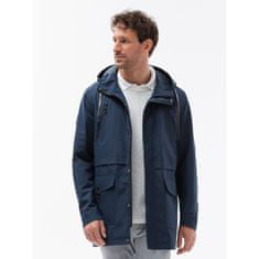 OMBRE Moška parka z žepi V1 OM-JANP-22FW-004 temno modra MDN123262 M