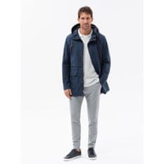 OMBRE Moška parka z žepi V1 OM-JANP-22FW-004 temno modra MDN123262 M