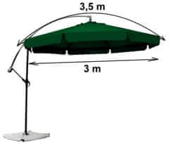Velik zelen zložljiv vrtni dežnik 350 cm