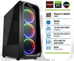 PCplus Gamer namizni računalnik, R5 5600X, 16GB, 500GB, RTX4060, DOS (145009)