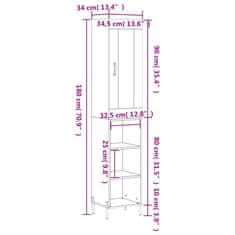 Vidaxl Visoka omara siva sonoma 34,5x34x180 cm inženirski les