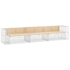 Vidaxl Vrtna gabionska klop 347x71x65,5 cm trdna borovina