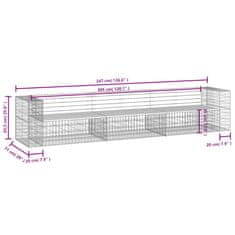 Vidaxl Vrtna gabionska klop 347x71x65,5 cm trdna borovina