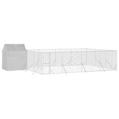 Vidaxl Zunanja pasja ograda s streho srebrna 6x6x2,5 m pocinkano jeklo