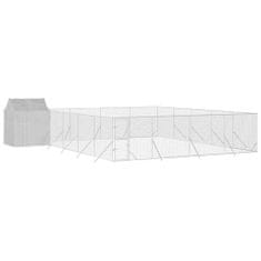 Vidaxl Zunanja pasja ograda s streho srebrna 10x10x2,5 m pocink. jeklo