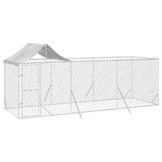 Vidaxl Zunanja pasja ograda s streho srebrna 6x2x2,5 m pocinkano jeklo