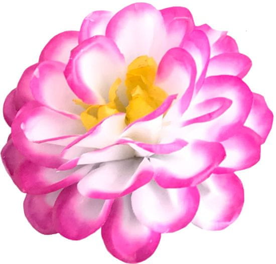 Voskovni pompon - roza in bela z rumeno sredino (9 cm) - 42 kosov