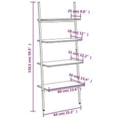 Vidaxl 4-nadstropni prislonski regal črn 64x34x150,5 cm