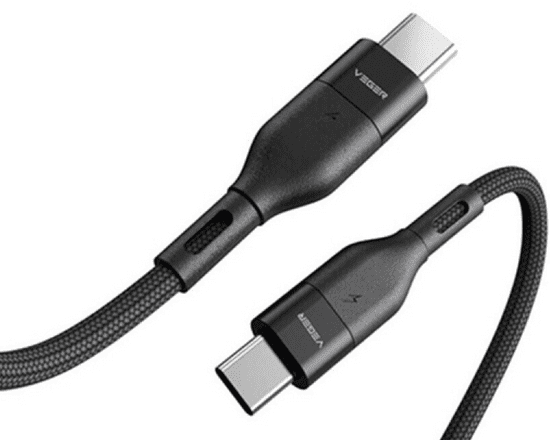 Veger CC01 kabel, pleteni, USB-C na USB-C, 60W, 1,2 m, črn (CC01)