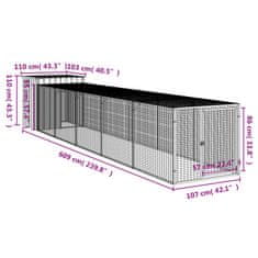 Vidaxl Kokošnjak z izhodom antraciten 110x609x110 cm pocinkano jeklo