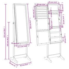 Vidaxl Omarica za nakit z ogledalom in LED lučmi prostostoječa